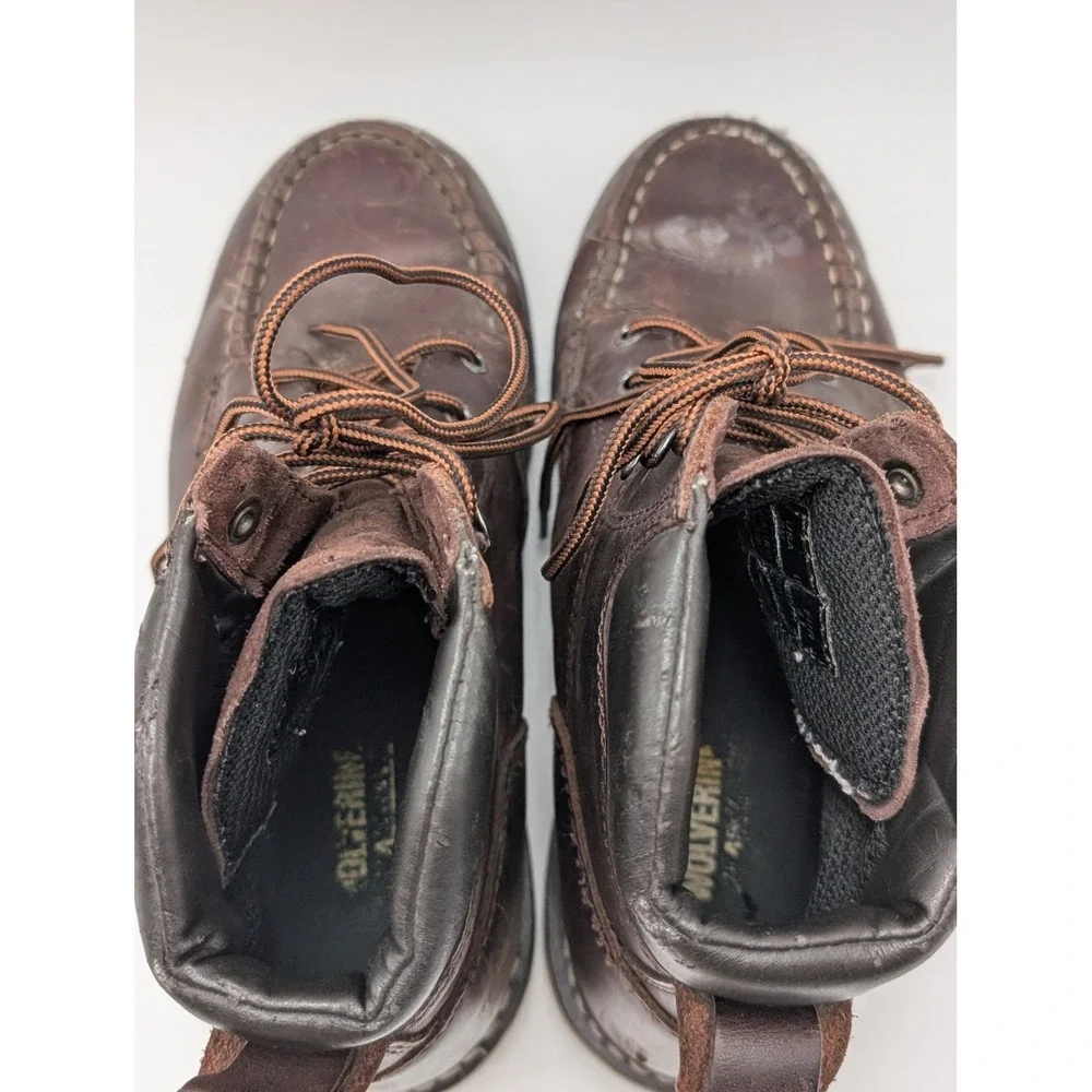Wolverine Work Boots Men 8M Brown W08074 Moc Toe Leather Wedge Sole Rugged
